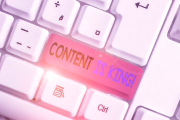 Conceptual hand writing showing Content Is King. Concept meaning marketing focused growing...