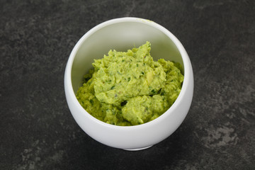 Avocado guacamole sauce with chili pepper