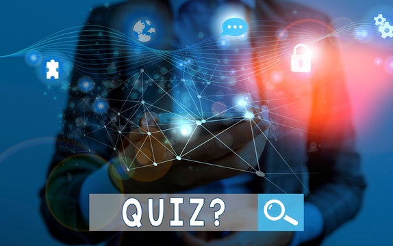 Text sign showing Quiz Question. Business photo showcasing test of knowledge as competition between individuals or teams Picture photo system network scheme modern technology smart device
