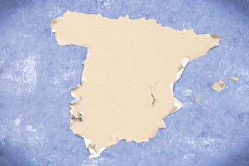 Unusual map of the Spain, map from cracked plaster