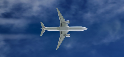 Commercial passenger jet airplane at the sky