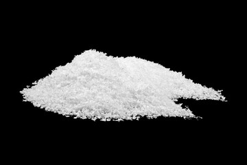 Pile of white snow on a black background