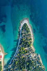 Aerial view of sea and beach in a lagoon on Cres ( isola Cherso )  Island Croatia, close to Punta...