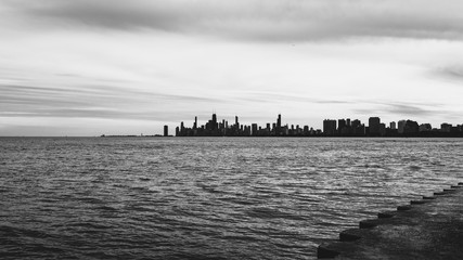 Chicago Skyline from Montrose Point over Lake Michigan