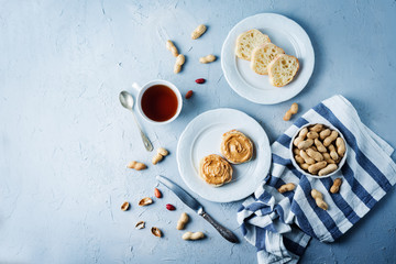 Peanut butter sandwiches on a plate