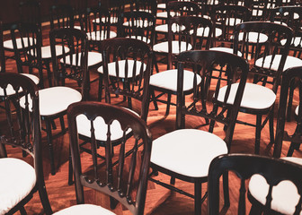 rows of chairs for an event such as wedding or conference
