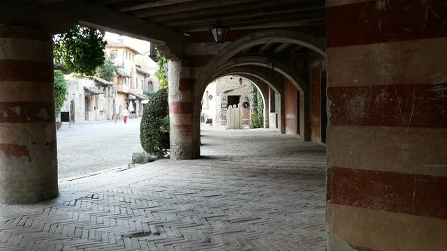 Grazzano Visconti, Italy, the arcades