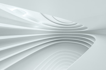 Round empty building with wide ground, 3d rendering.