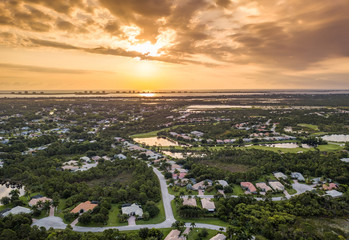 Drone sunrise over south Florida