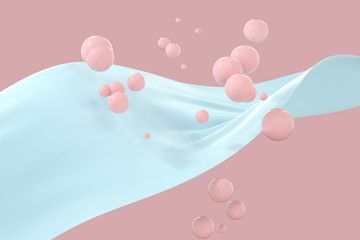 Flowing cloth, abstract color background, 3d rendering.