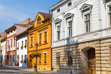 Old town Spisska Sobota, colorful houses . Poprad, Slovakia