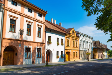 Fototapeta na wymiar Old town Spisska Sobota, colorful houses . Poprad, Slovakia