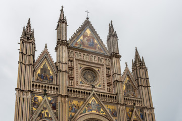 Detail of Santa Maria Assunta Cathedral in Orvieto, Umbria, Italy