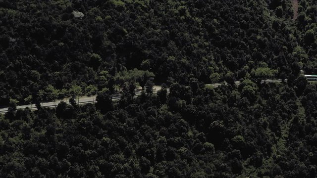 Road in the Mountains, Montserrat Spain near Barselona city Drone shot