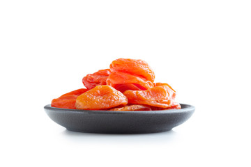 Dried apricots on white background