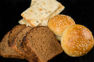 Fresh bread. Bakery products. Different types of bread