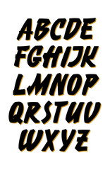 Retro calligraphy hand lettering font. Vector alphabet