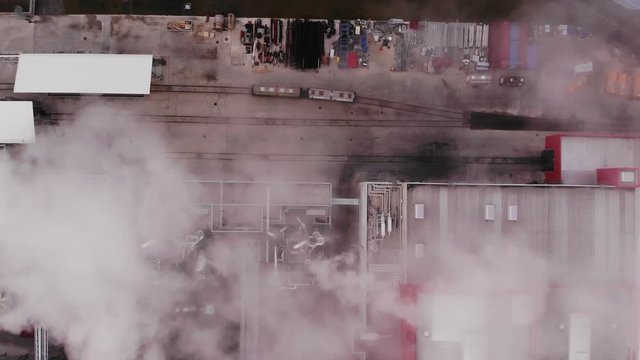 Factory chimney piping smoke into the air pollution. global environment problem.