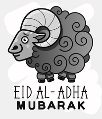 Illustration Of Handwritten Eid Mubarak Retro Label. Inscription Composition Of The Muslim Holy Month
