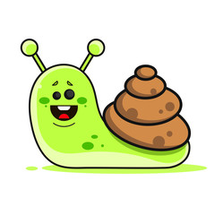 Funny Snail Children Drawing For Your Web Design Illustration