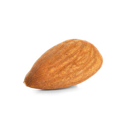 Tasty almond on white background