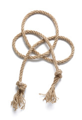 Rope with knots on white background