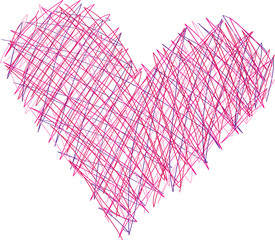 Scrawled heart hand drawn heart in pink colors