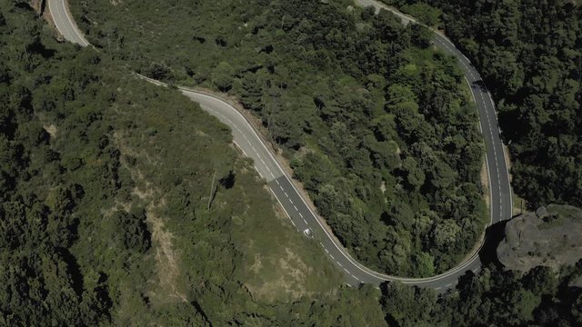 Road in the Mountains, Montserrat Spain near Barselona city Drone shot