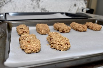 Home baking fresh made oatmeal raisin cookie bars