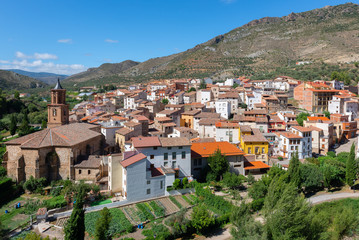 Fototapeta na wymiar Panoramic view of Arnedillo village, La Rioja, Spain
