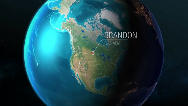 Canada - Brandon - Zooming from space to earth