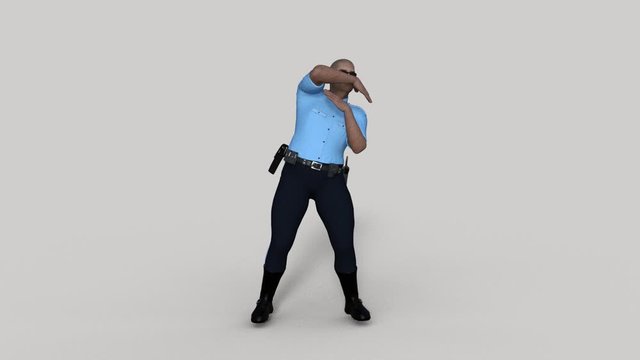 3d character policeman dancing disco, transparent background