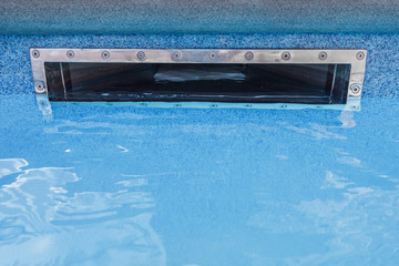 Pool water filtration system. Pure water. View from above.