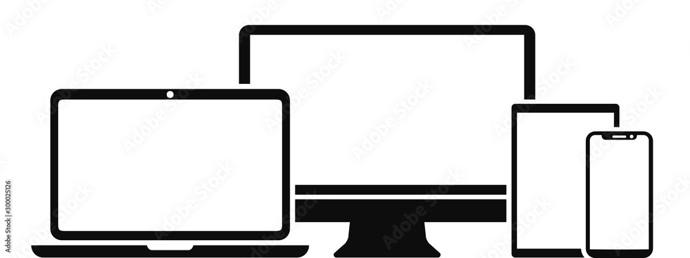 Poster Set technology devices icon: computer, laptop, tablet and smartphone screen icon for web development apps and websites - for stock