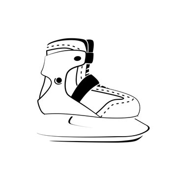 Fitness skating symbol. Leisure, hobby, winter sport logo design. Ice skating Modern lineout icon white backdrop. Thin line pictogram. Vector isolated illustration.