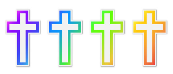 Fototapeta premium Set of colorful christian Cross icons.