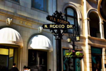 Rodeo Dr, street sign in Beverly hills