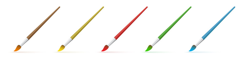 Set of colorful vector paint brushes.