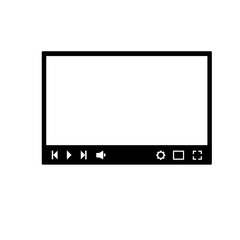 Web video player icon in flat style vector illustration isolated on white background.