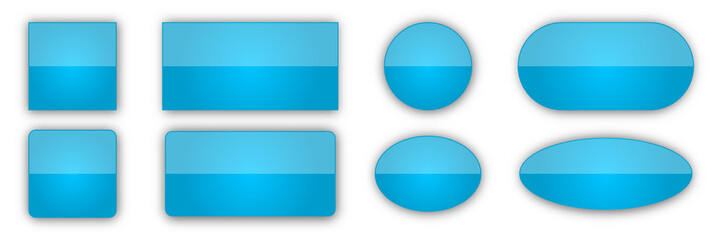 Set of blue glossy vector buttons.