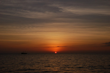 A sunset in the Similan Islands in Thailand