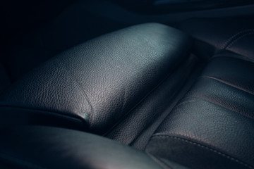 Modern car leather seat high performance material. Sport seat close up detail