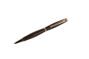 Elegant wooden ballpoint pen on a white background.