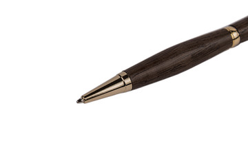 Elegant wooden ballpoint pen on a white background.