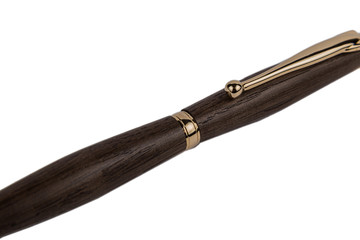 Elegant wooden ballpoint pen on a white background.
