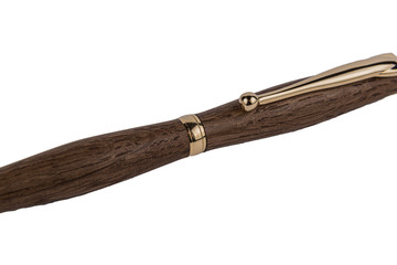 Elegant wooden ballpoint pen on a white background.