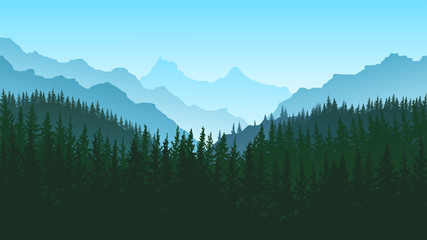 Fototapeta premium vector image of mountains in the form of silhouettes