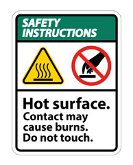 Safety Hot Surface Do Not Touch Symbol Sign Isolate on White Background,Vector Illustration