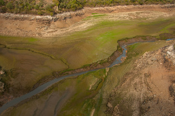 The Ponsul River is a affluent of the Tejo River, in Portugal, and is a very large river. At this time it is completely dry, without water and with its bed cracked due to climate change