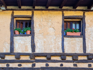 Beautiful old windows in a beautiful village of Soria in Spain, Calatañazor.